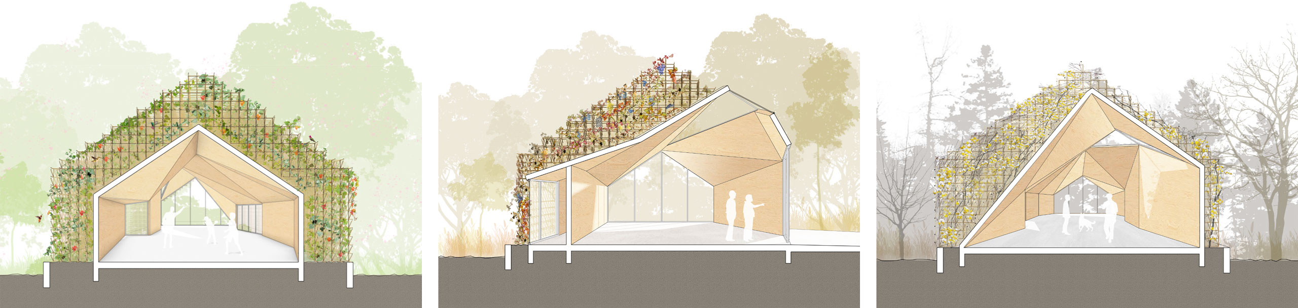 Diagram of exterior of Ghost Ranch across different seasons